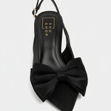 THE NORA BLACK KITTEN HEEL WITH BOW