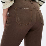 BAYEAS HIGH RISE FLARE JEANS IN BROWN