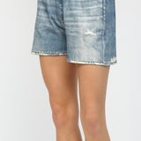 SIDEWALK STROLL TERRY DENIM PRINT SHORTS