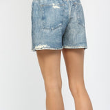 SIDEWALK STROLL TERRY DENIM PRINT SHORTS