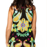 QUEEN OF SPARKLES BLACK AND NEON PAISLEY PRINT TANK DRESS