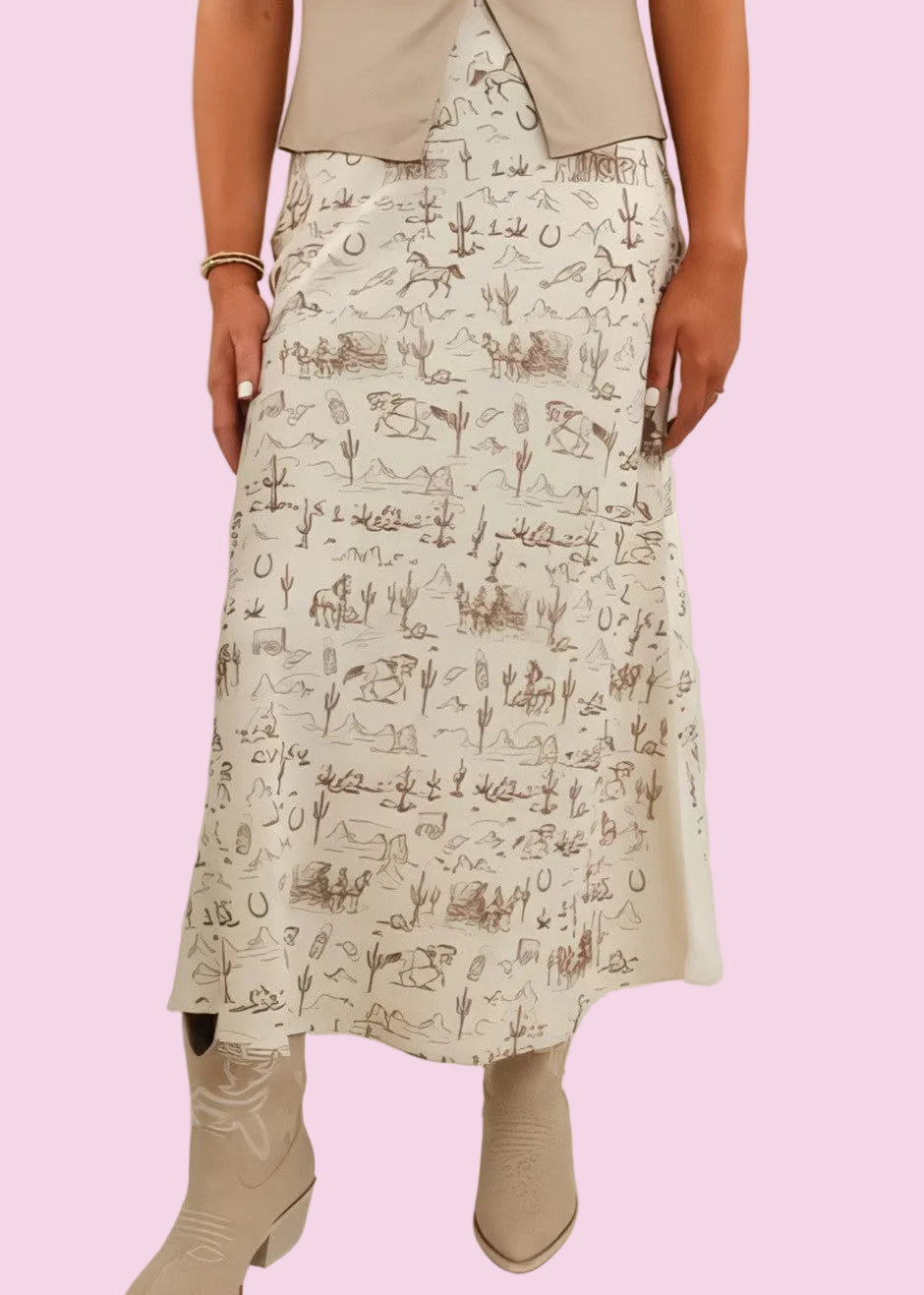 DANCE HALL LONG SATIN PRINT SKIRT - ASSORTED COLORS