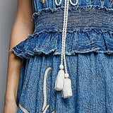 HEART ON THE LINE EMBELLISHED DENIM MAXI DRESS