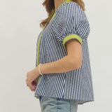 ONLINE EXCLUSIVE:  BEACHSIDE BRUNCH NAVY STRIPE TOP