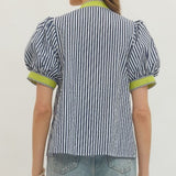 ONLINE EXCLUSIVE:  BEACHSIDE BRUNCH NAVY STRIPE TOP