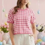 ONLINE EXCLUSIVE:  PRETTY IN PINK GINGHAM SWEATER TOP