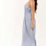TRANQUIL HORIZON BLUE STRIPE MAXI DRESS