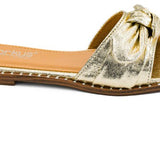 CORKYS CLAM BAKE GOLD CRINKLE METALLIC SANDALS