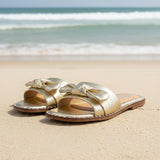 CORKYS CLAM BAKE GOLD CRINKLE METALLIC SANDALS
