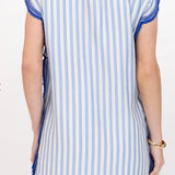 ONLINE EXCLUSIVE:  HAPPY MOMENTS EMBROIDERY DETAIL STRIPED DRESS
