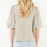ONLINE EXCLUSIVE:  LOVE LINE KHAKI STRIPED TOP