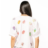 QUEEN OF SPARKLES:  EASTER EGG COTTON BUTTON UP