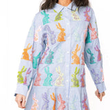 QUEEN OF SPARKLES:  BLUE AND WHITE STRIPED BUNNY DRESS