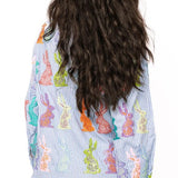 QUEEN OF SPARKLES:  BLUE AND WHITE STRIPED BUNNY DRESS