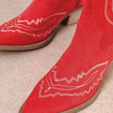 ONLINE EXCLUSIVE:  MIIM TESS RED TALL SUEDE BOOTS