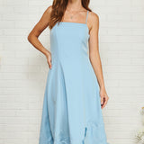 CLEAN SLATE EMBROIDERY MIDI DRESS - CREAM OR CHAMBRAY