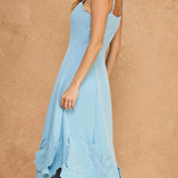 CLEAN SLATE EMBROIDERY MIDI DRESS - CREAM OR CHAMBRAY