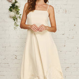 CLEAN SLATE EMBROIDERY MIDI DRESS - CREAM OR CHAMBRAY