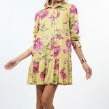 UNCLE FRANK ROSES PLEATED SHIRT DRESS