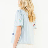 SEASHELLS AND SUNSHINE EMBROIDERED BLOUSE