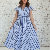 STRIPE SOCIETY BLUE MIDI DRESS