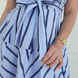STRIPE SOCIETY BLUE MIDI DRESS