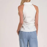 POISE AND POLISH WHITE SLEEVELESS BLOUSE