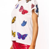 QUEEN OF SPARKLES SEQUIN BUTTERFLY TEE