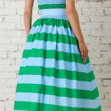 SHEER BLISS STRIPED MIDI DRESS - BLUE OR GREEN