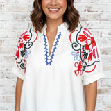 PORTOFINO STROLL EMBROIDERED TOP