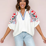 PORTOFINO STROLL EMBROIDERED TOP