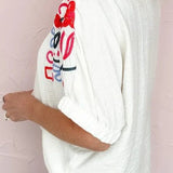 PORTOFINO STROLL EMBROIDERED TOP