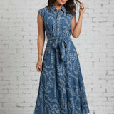 HEART IN CHAINS DENIM MIDI DRESS