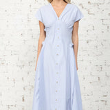 CLASSIC LINES BLUE PINSTRIPE MIDI DRESS