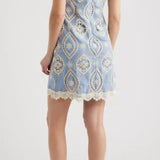 PARIS PETALS EMBROIDERED MINI DRESS