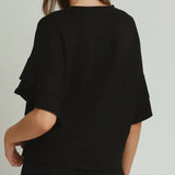 COASTAL CLUB BLACK RUFFLE SLEEVE TOP