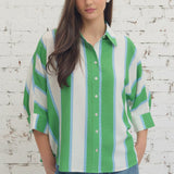 BRUNCH DATE BUTTON DOWN STRIPE TOP