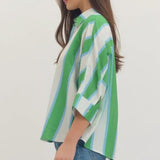 BRUNCH DATE BUTTON DOWN STRIPE TOP