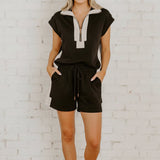 COFFEE AND COZY SHORT SET - BLACK OR GREEN