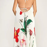 PROMISE IN BLOOM FLORAL PLEATED MAXI DRESS