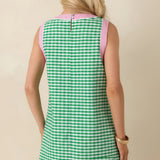 CHERRY COLA CHARM GREEN GINGHAM COTTON DRESS