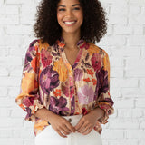 PAINTED PETALS FLORAL BUTTON DOWN BLOUSE