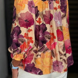 PAINTED PETALS FLORAL BUTTON DOWN BLOUSE