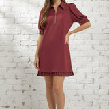 LEADING THE WAY PLEATED TRIM DRESS