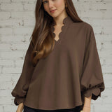 CALL AROUND TOWN CHOCOLATE BLOUSE