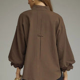 CALL AROUND TOWN CHOCOLATE BLOUSE