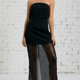 DANCING AFTER DARK STRAPLESS DRESS WITH SHEER SEQUIN