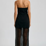 DANCING AFTER DARK STRAPLESS DRESS WITH SHEER SEQUIN