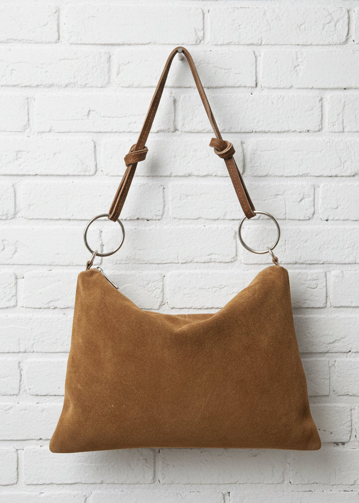 ON THE GO SUEDE LEATHER SHOULDER BAG - BROWN, BURGUNDY OR CAMEL
