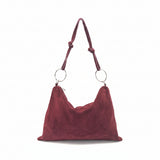 ON THE GO SUEDE LEATHER SHOULDER BAG - BROWN, BURGUNDY OR CAMEL